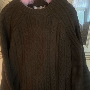 Able Cotton Cable Crewneck Sweater/Chocolate Brown/LG